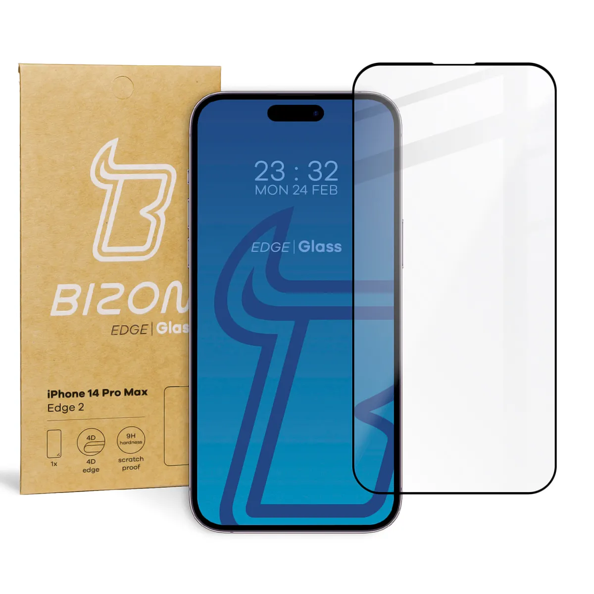 Szkło hartowane Bizon pełne Edge 2 do iPhone 14 Pro Max