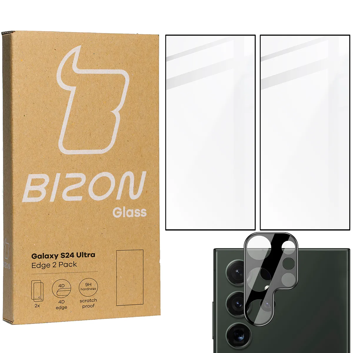 Zestaw ochronny Bizon 2x Szkło + szybka na aparat Edge 2 Pack do Samsung Galaxy S24 Ultra