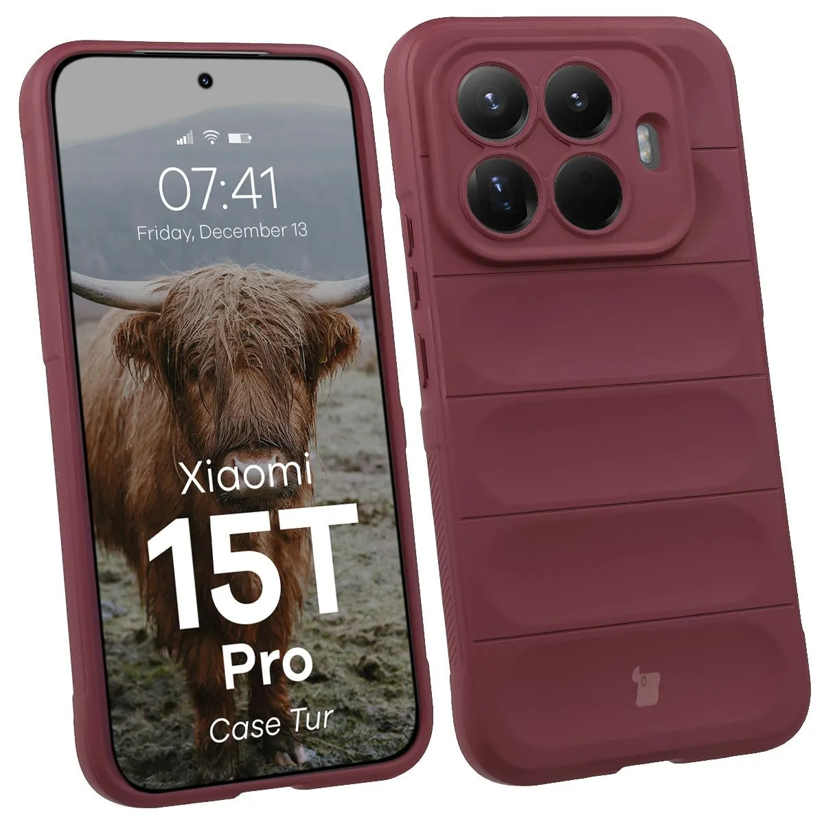 Etui Bizon Tur do Xiaomi 15T Pro Burgundowy
