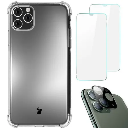 Etui Bizon elastyczne etui + 2x szkło hartowane + szkło na aparat Clear Pack do iPhone 11 Pro