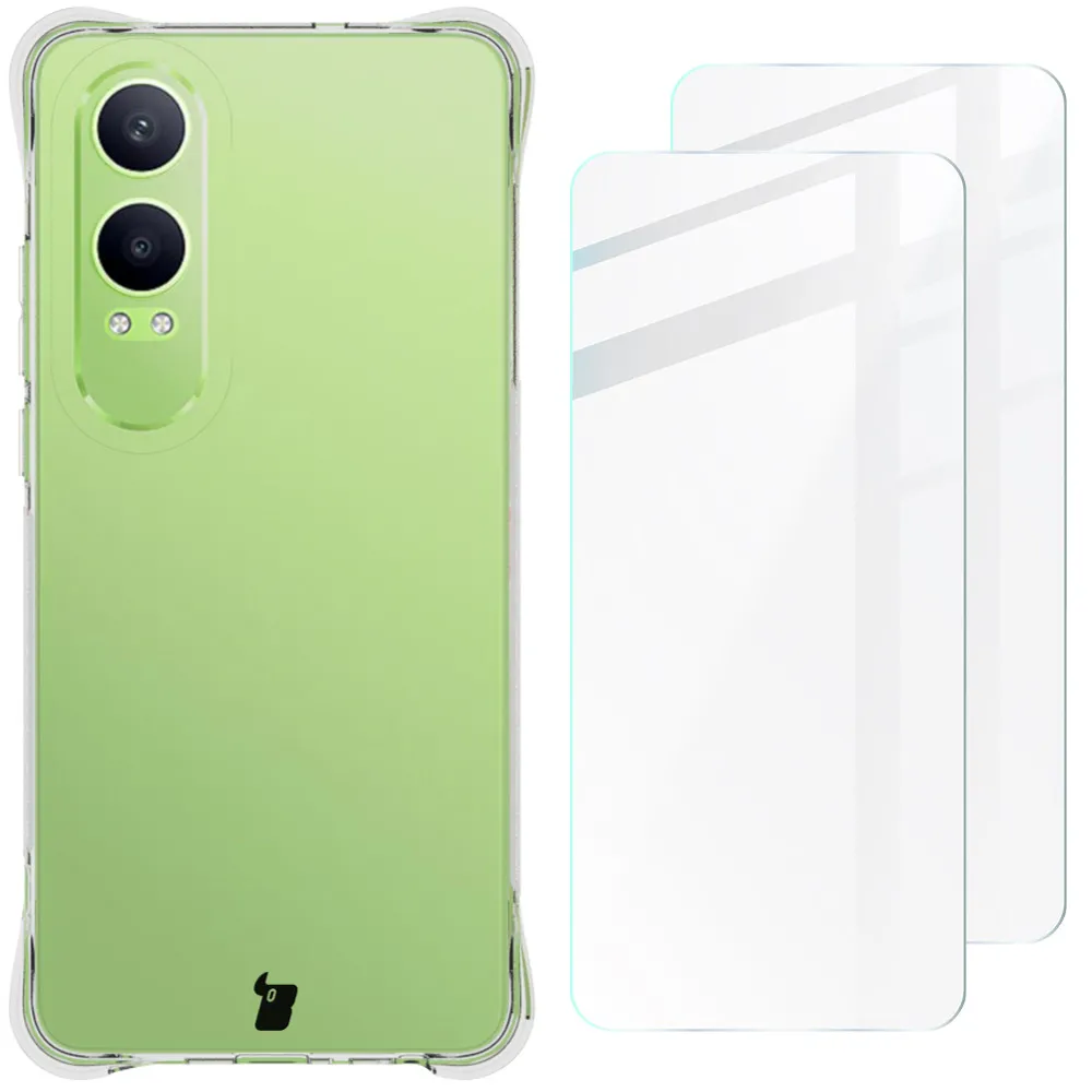 Etui Bizon elastyczne etui + 2x szkło hartowane Clear Pack do OnePlus Nord CE4 Lite 5G