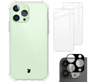 Bizon elastyczne etui + 2x szkło hartowane + szkło na aparat Clear Pack do iPhone 13 Pro