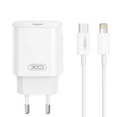 XO CE25 USB-C 25W Biały + Kabel USB-C do Lightning