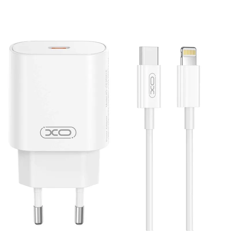 Ładowarka sieciowa XO CE25 USB-C 25W Biały + Kabel USB-C do Lightning