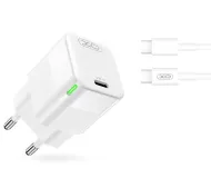 XO CE06 USB-C 30W Biały + Kabel USB-C do USB-C
