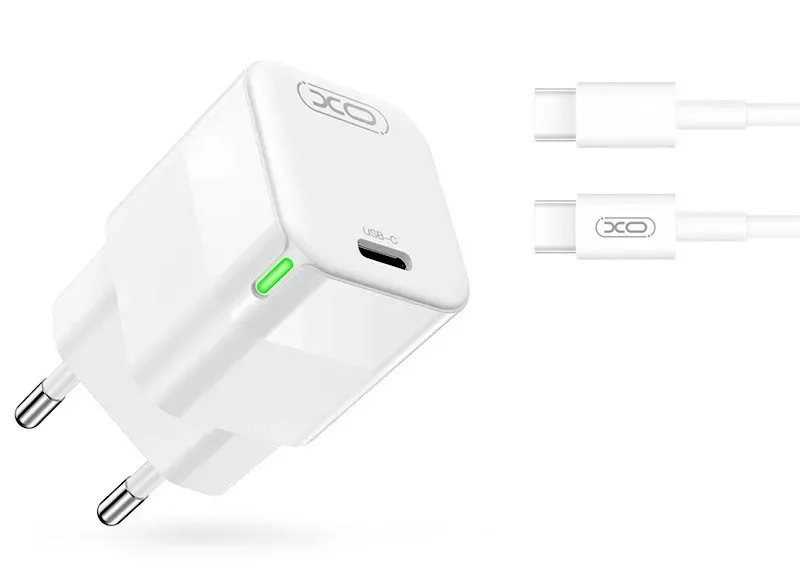 Ładowarka sieciowa XO CE06 USB-C 30W Biały + Kabel USB-C do USB-C