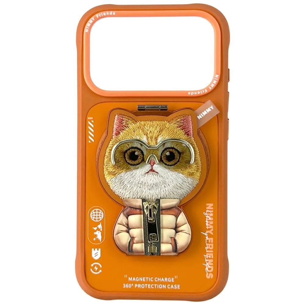 Etui Nimmy Cool&Cute 2.0 Cat do iPhone 17 Pro z magnetyczną zawieszką Pomarańczowy