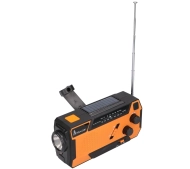 Extralink SR-4000 Na korbkę, Solarne, Latarka, Powerbank, Radio FM Pomarańczowy