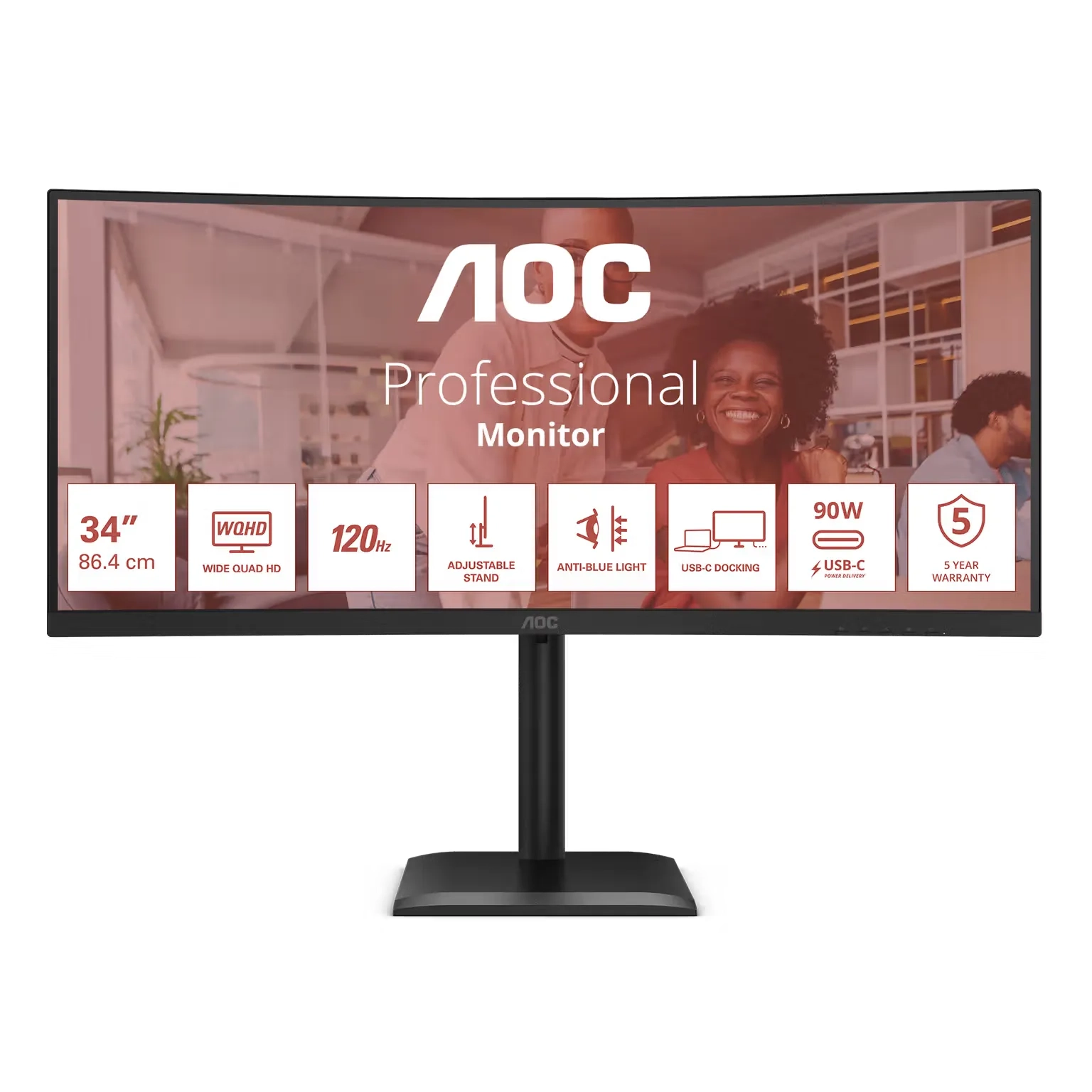 Monitor AOC CU34E4CV 34" UWQHD VA 120Hz 4ms Zakrzywiony