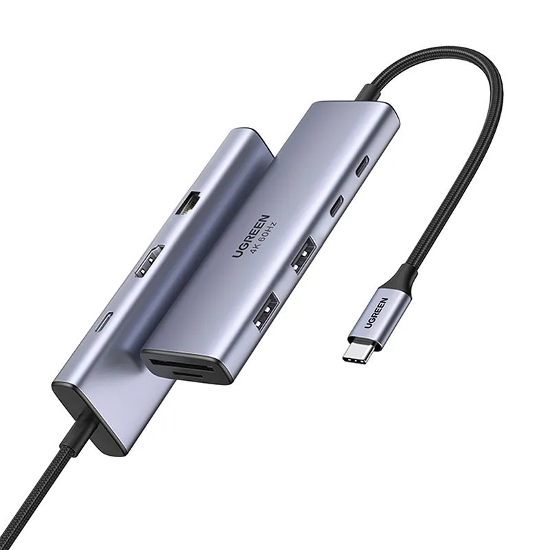 Hub USB UGREEN CM498 USB-C USB HDMI VGA RJ45 SD PD Szary