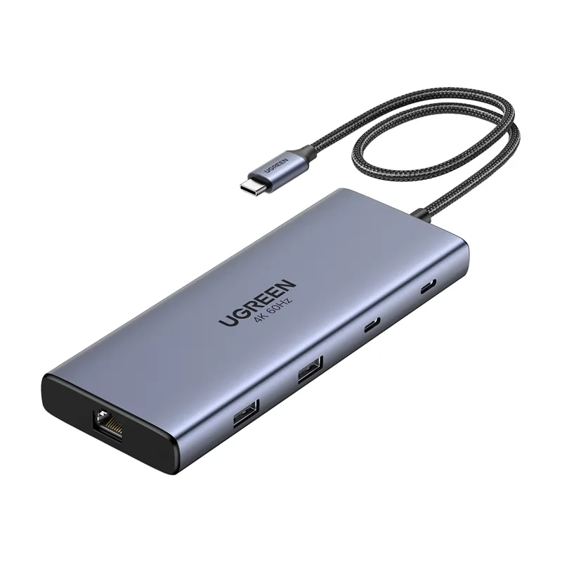 Hub USB UGREEN CM639 10w1 HDMI USB RJ45 SD Szary