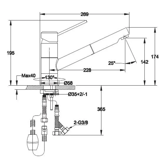 Bateria Franke Sirius Top 539 Chrom