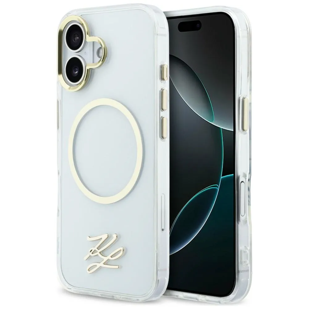 Etui Karl Lagerfeld IML KL Script Logo MagSafe do iPhone 17 Przezroczysty