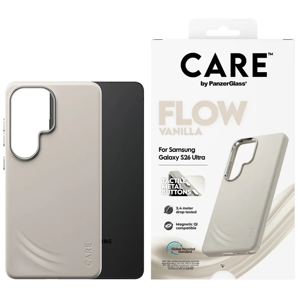 Etui PanzerGlass Flow Qi do Galaxy S26 Waniliowy
