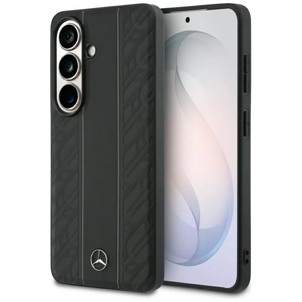 Etui Mercedes-Benz Laurel Leaves Vertical Stripes MagSafe do Galaxy S26 Czarny