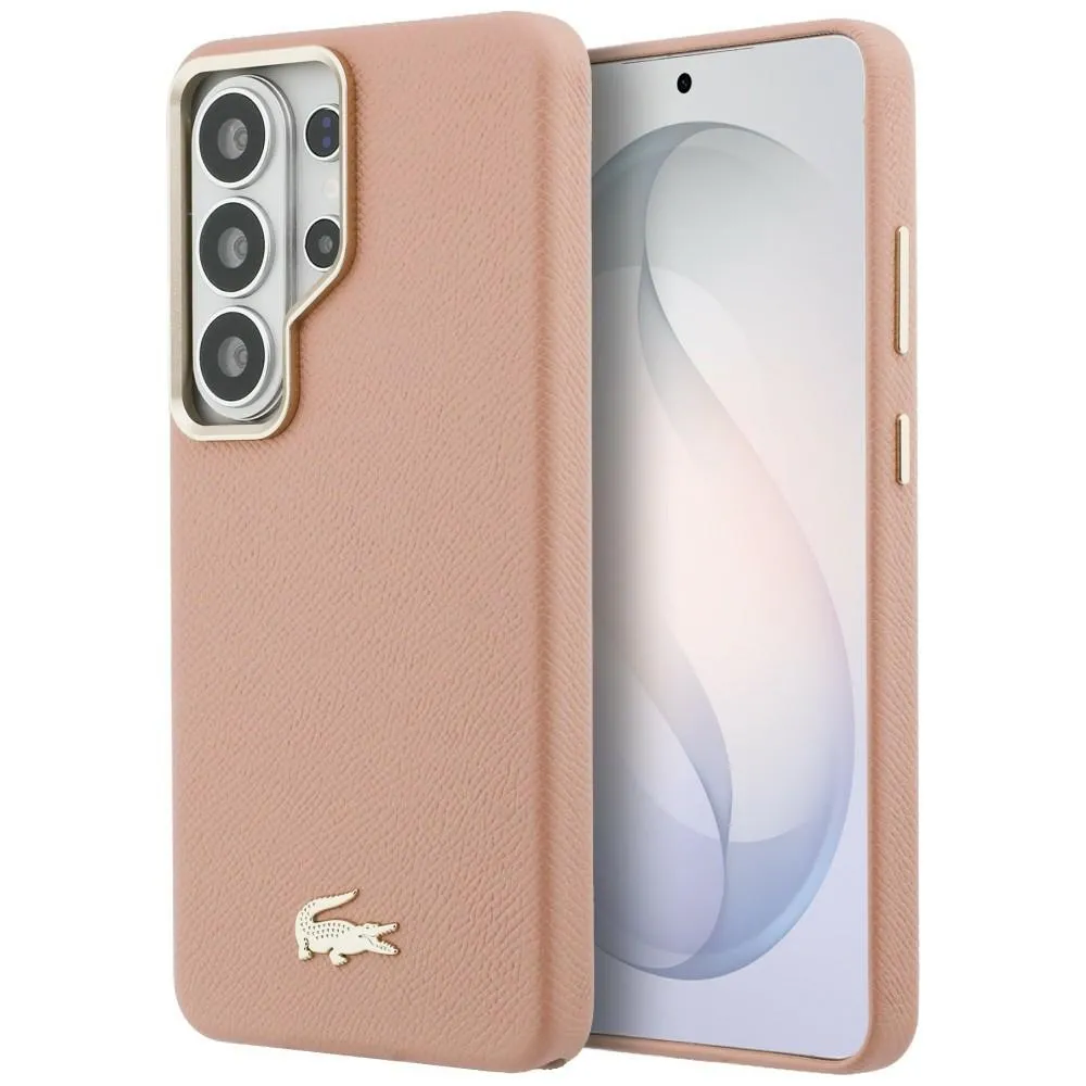 Etui Lacoste Champs Elysees Gold Logo MagSafe do Galaxy S26 Ultra Różowy