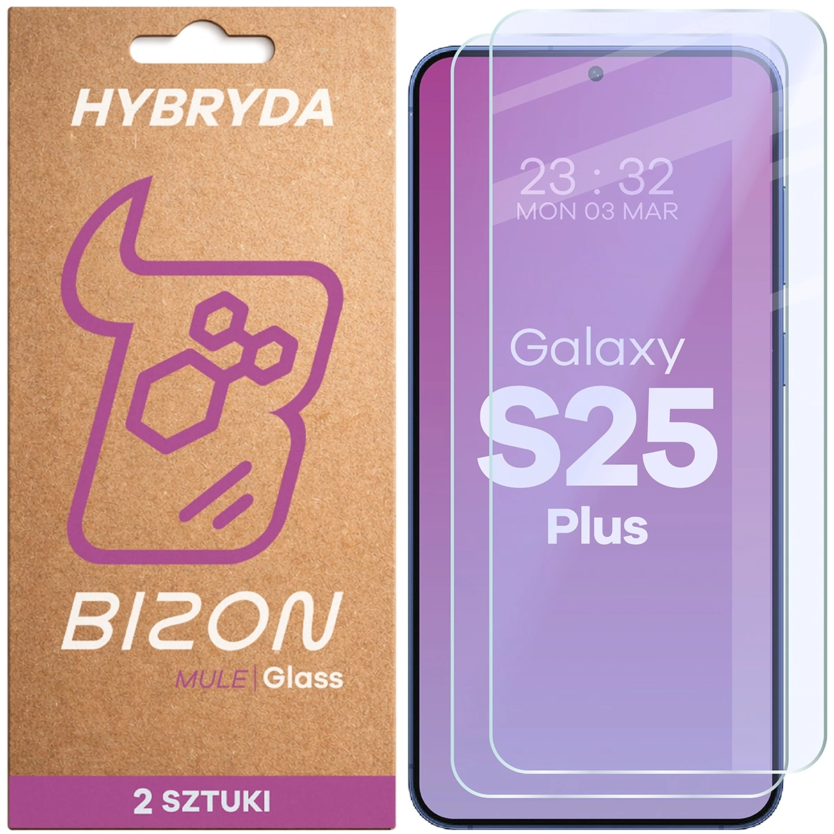 Szkło hybrydowe Bizon elastyczne Glass Mule Duo do Galaxy S25 Plus 2 sztuki