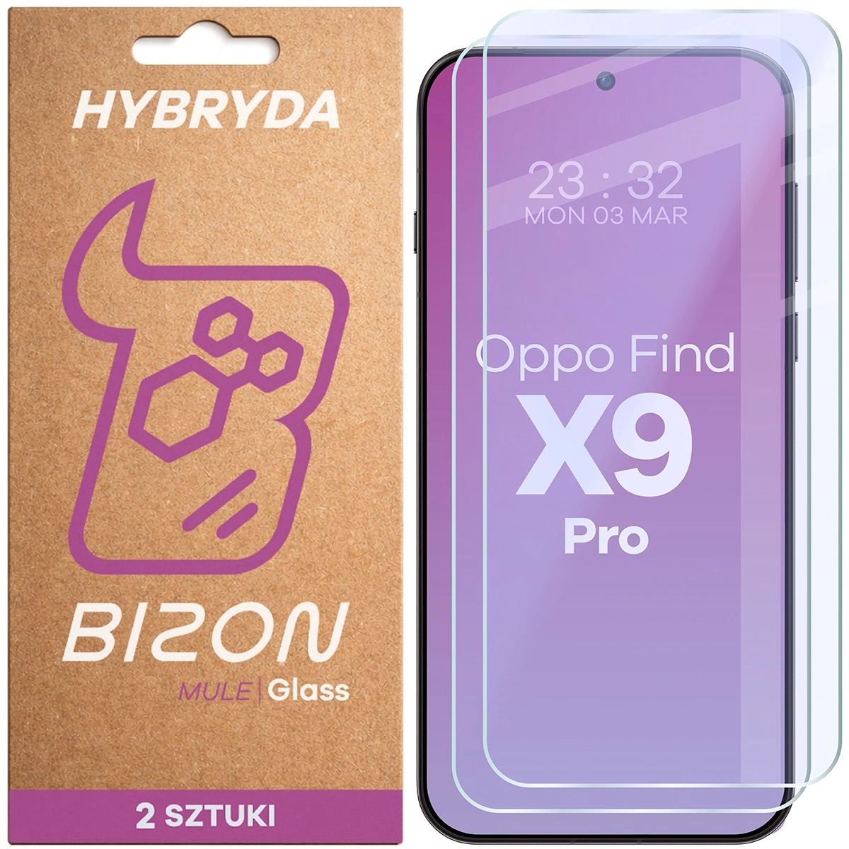 Szkło hybrydowe Bizon elastyczne Glass Mule Duo do Oppo Find X9 Pro 2 sztuki
