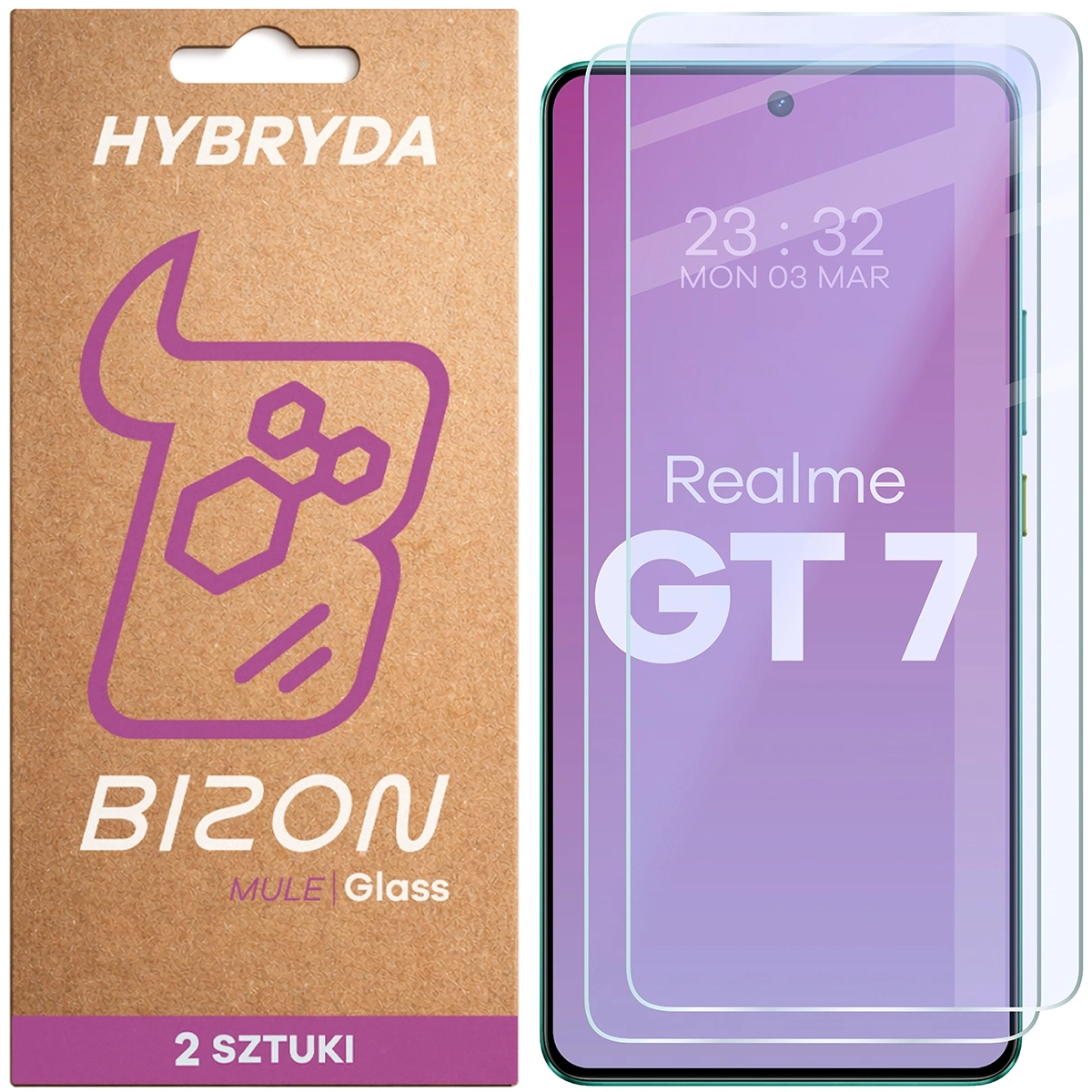 Szkło hybrydowe Bizon elastyczne Glass Mule Duo do Realme GT 7 2 sztuki