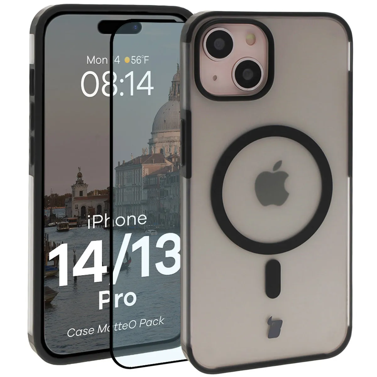 Szkło hartowane Bizon Case MatteO Pack do iPhone 14 / iPhone 13 Czarny