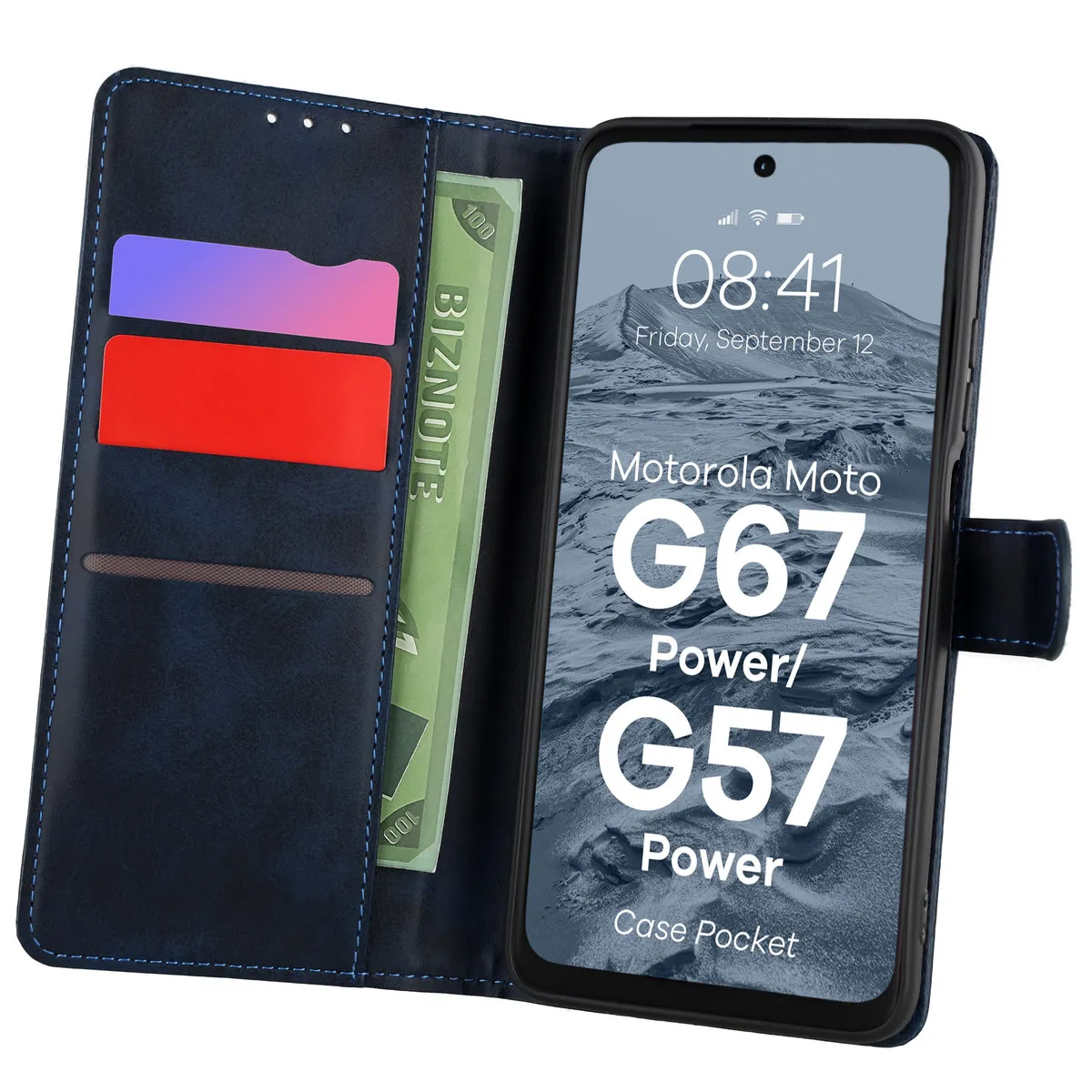 Etui Bizon Pocket do Motorola Moto G57 Power / G67 Power Granatowy