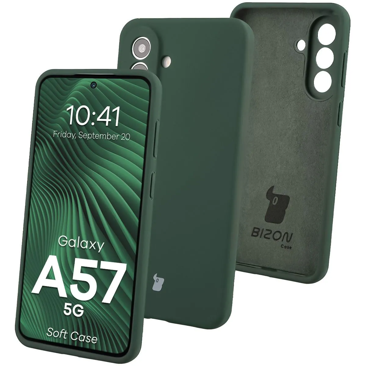 Etui Bizon Soft do Galaxy A57 5G Ciemnozielony