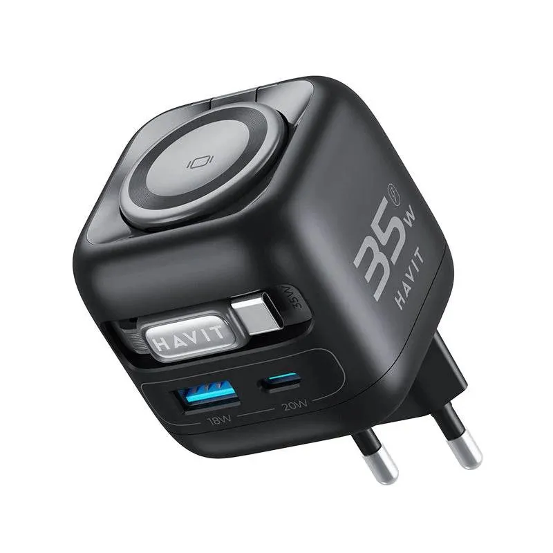 Ładowarka sieciowa Havit UC250 USB-A USB-C Kabel USB-C 35W Czarny