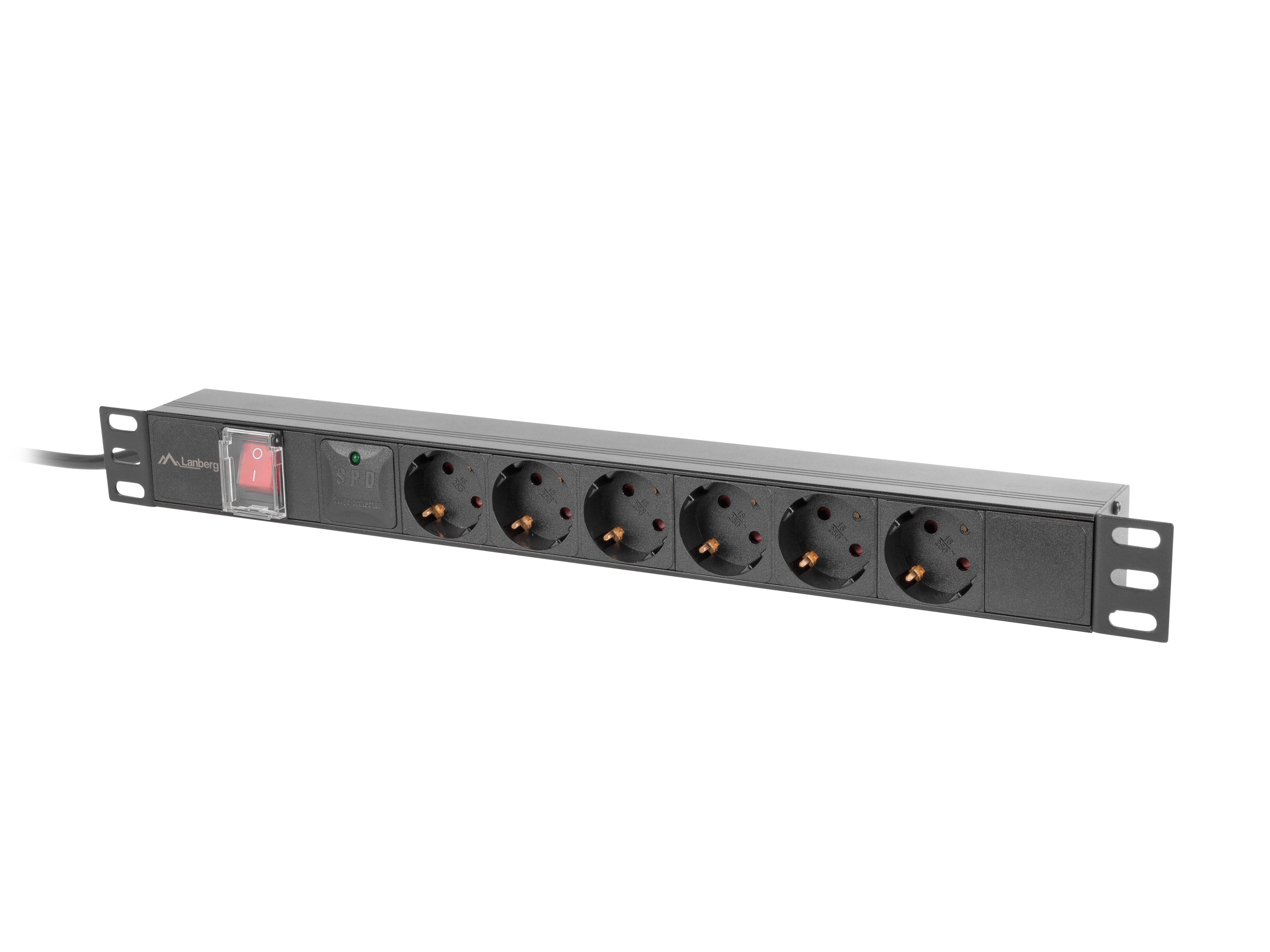 Listwa zasilająca Lanberg RACK PDU 19" 1U 16A 6x 230V Czarny 2m