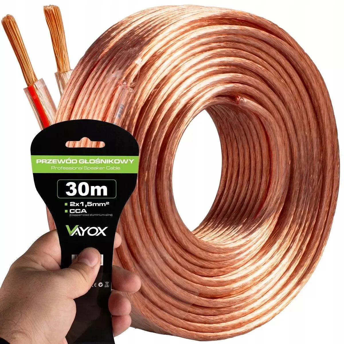 Kabel głośnikowy Vayox VA0222-30 2x1,5mm 30m