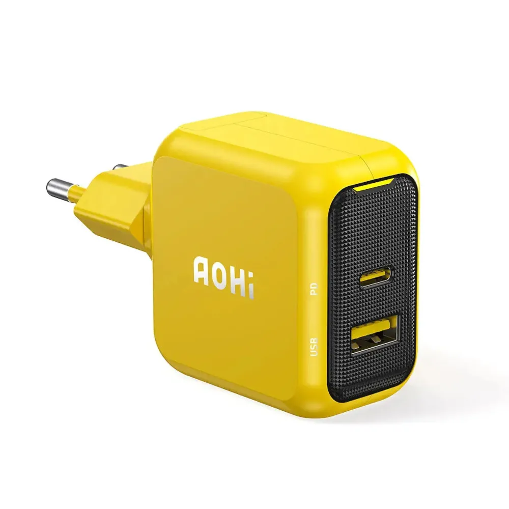 Ładowarka sieciowa AOHI Magcube PD USB-A USB-C 67W Żółty