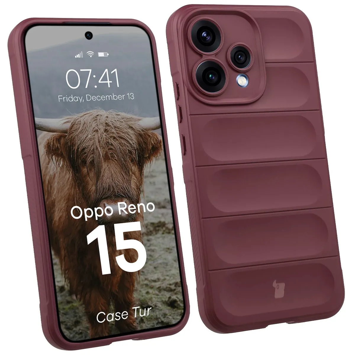 Etui Bizon Case Tur do Oppo Reno 15 Ciemnofioletowy