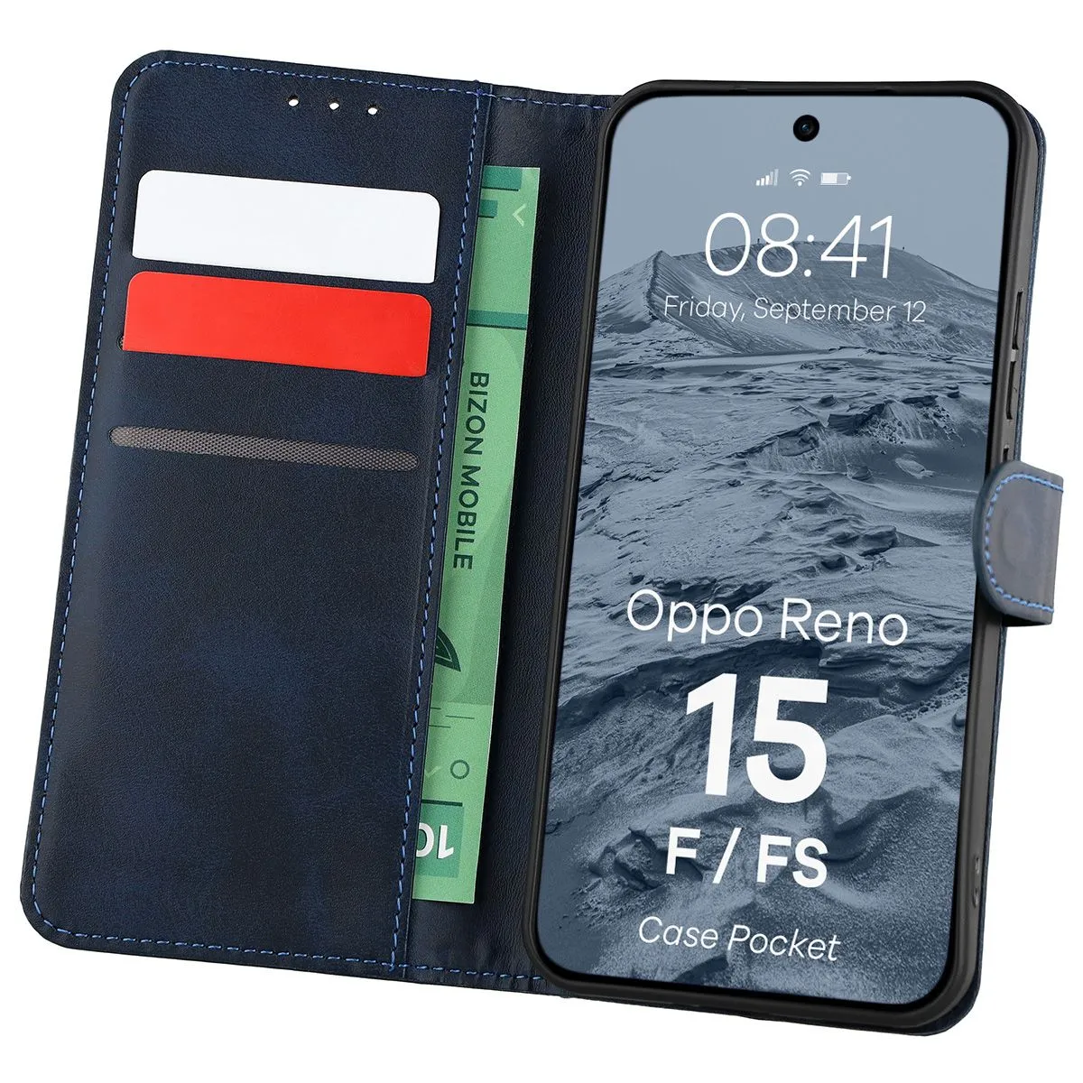 Etui Bizon Case Pocket do Oppo Reno 15 F / 15 FS Granatowy