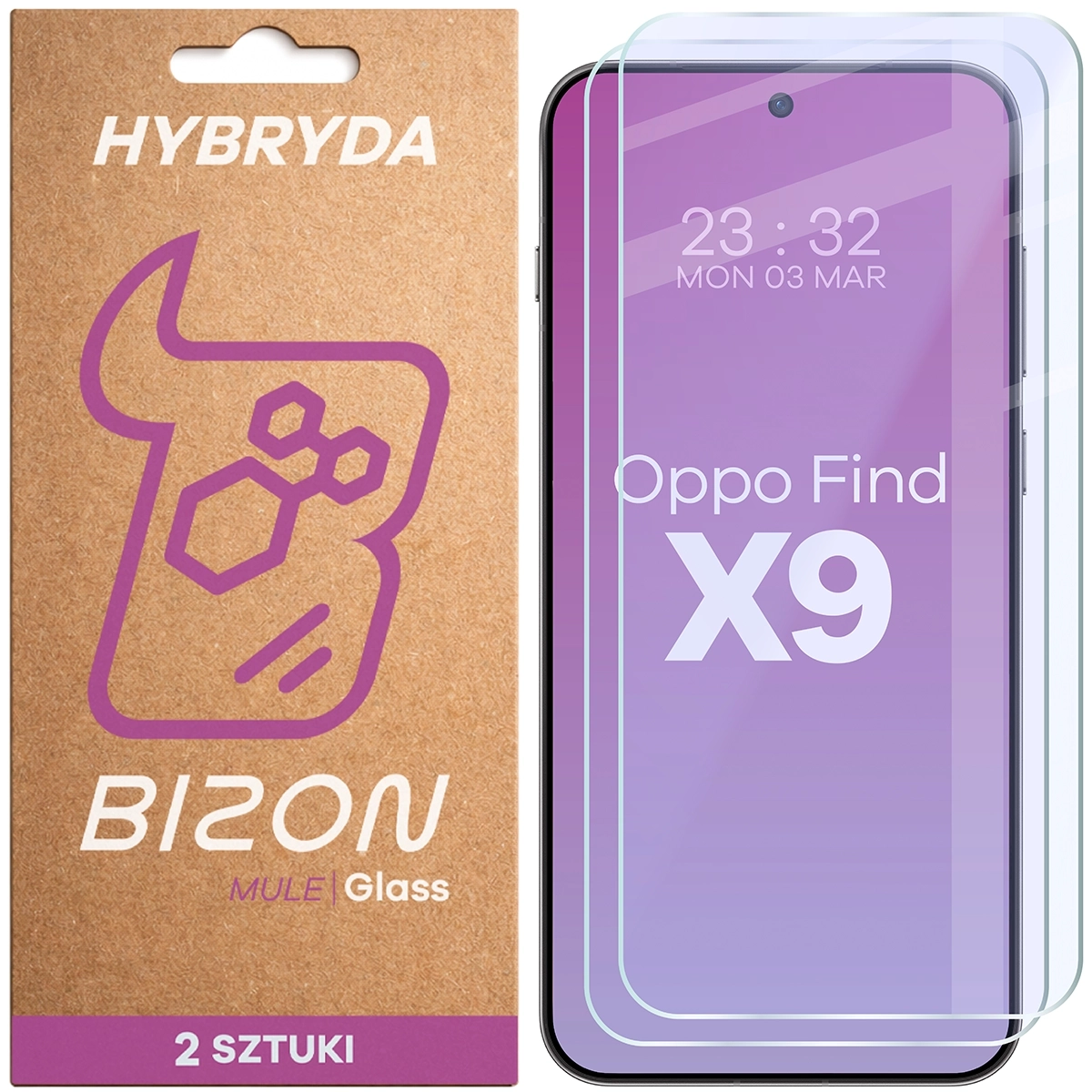 Szkło hybrydowe Bizon elastyczne Glass Mule Duo do Oppo Find X9 2 sztuki