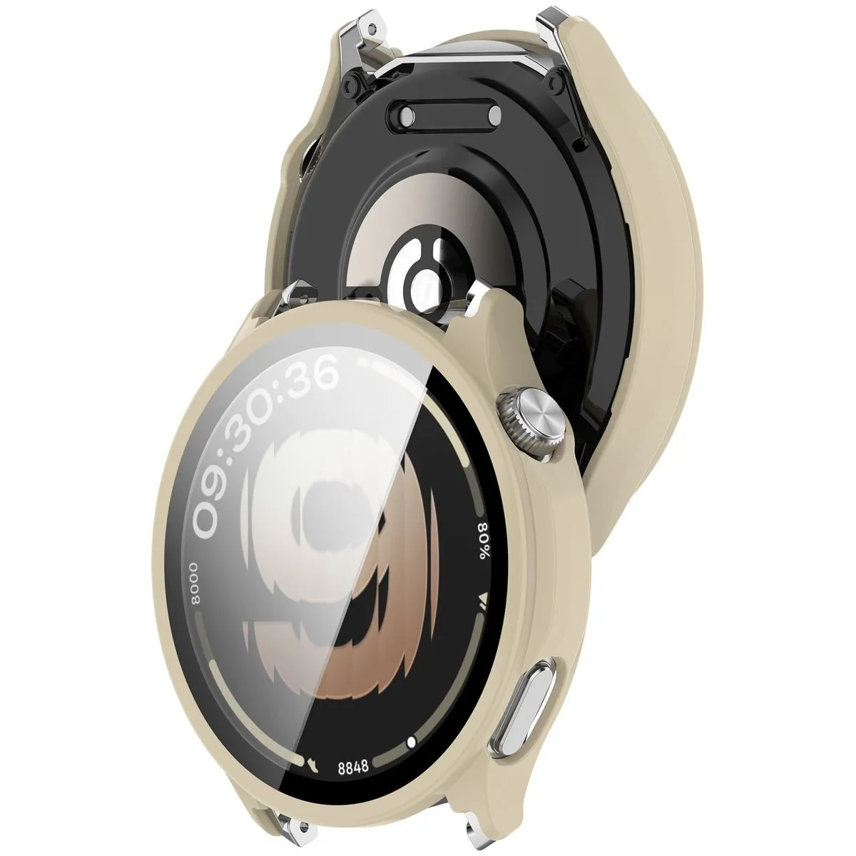 Etui Bizon Case Watch Adamo do OnePlus Watch Lite 45 mm / Oppo Watch S 45 mm Beżowy