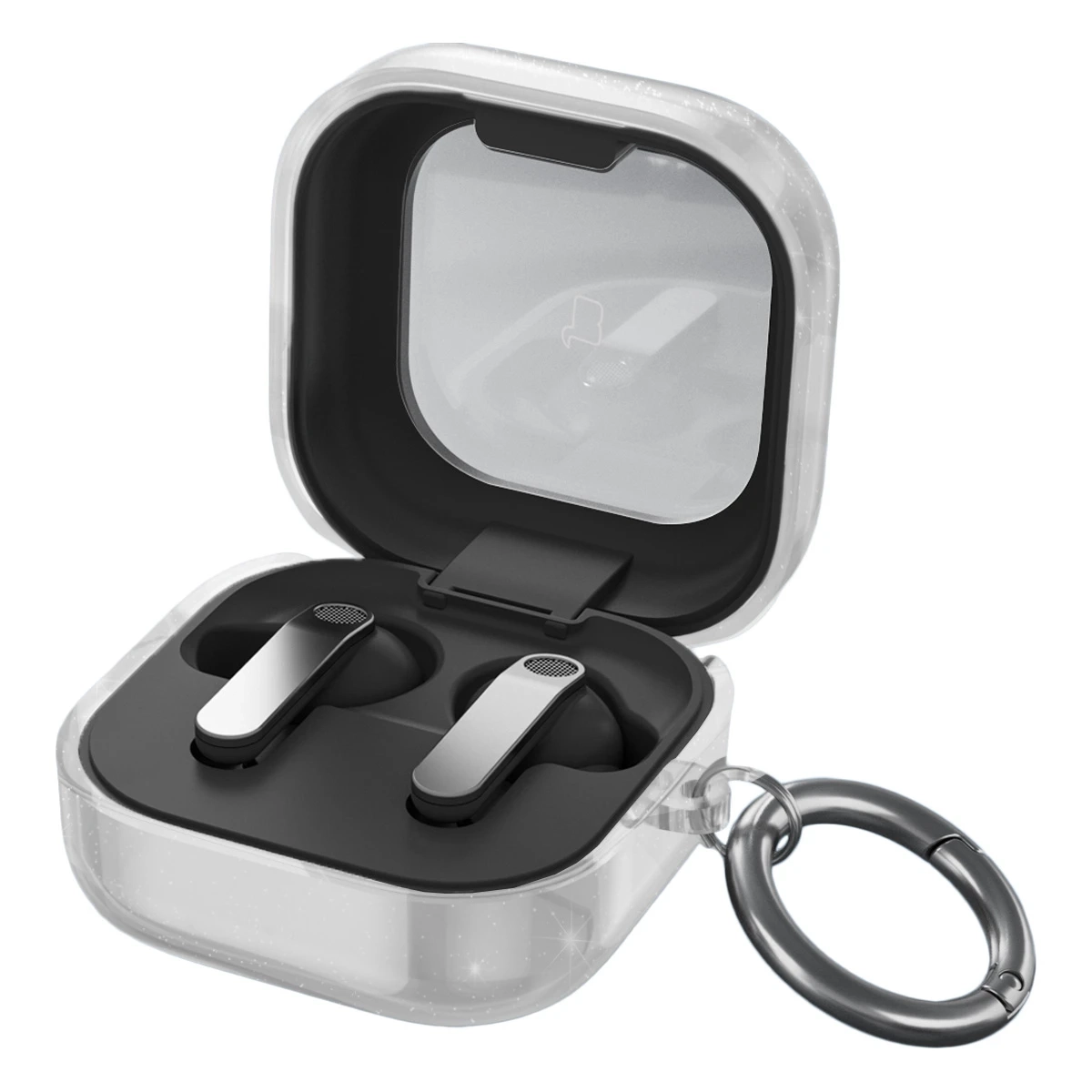 Etui na słuchawki Bizon Case Headphone Clear do Galaxy Buds 4/4 Pro Przeźroczysto-brokatowy