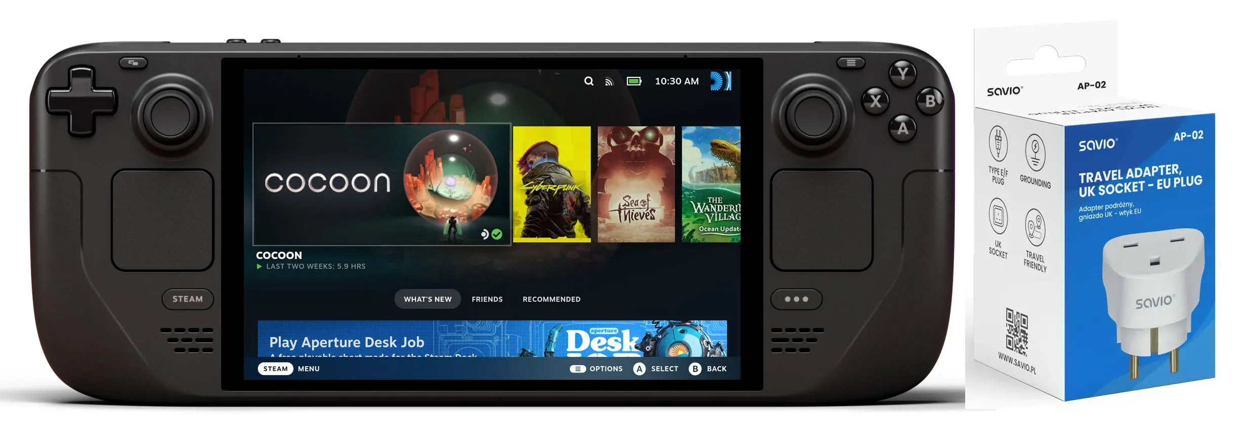 Konsola Valve Steam Deck OLED 512GB 7,4" WXGA 16GB RAM, 512GB SSD Dysk Steam OS + Adapter Podróżny Savio AP-02