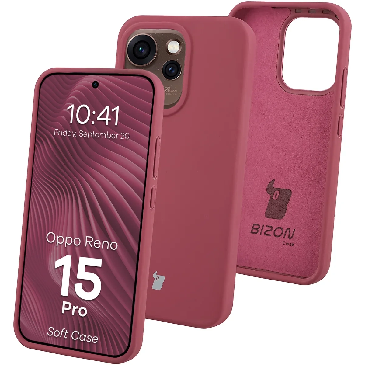 Etui Bizon Soft Case do Oppo Reno 15 Pro Śliwkowy