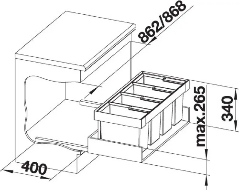 Sortownik odpadów Blanco FLEXON II 90/4 521475 1x16l 3x19l