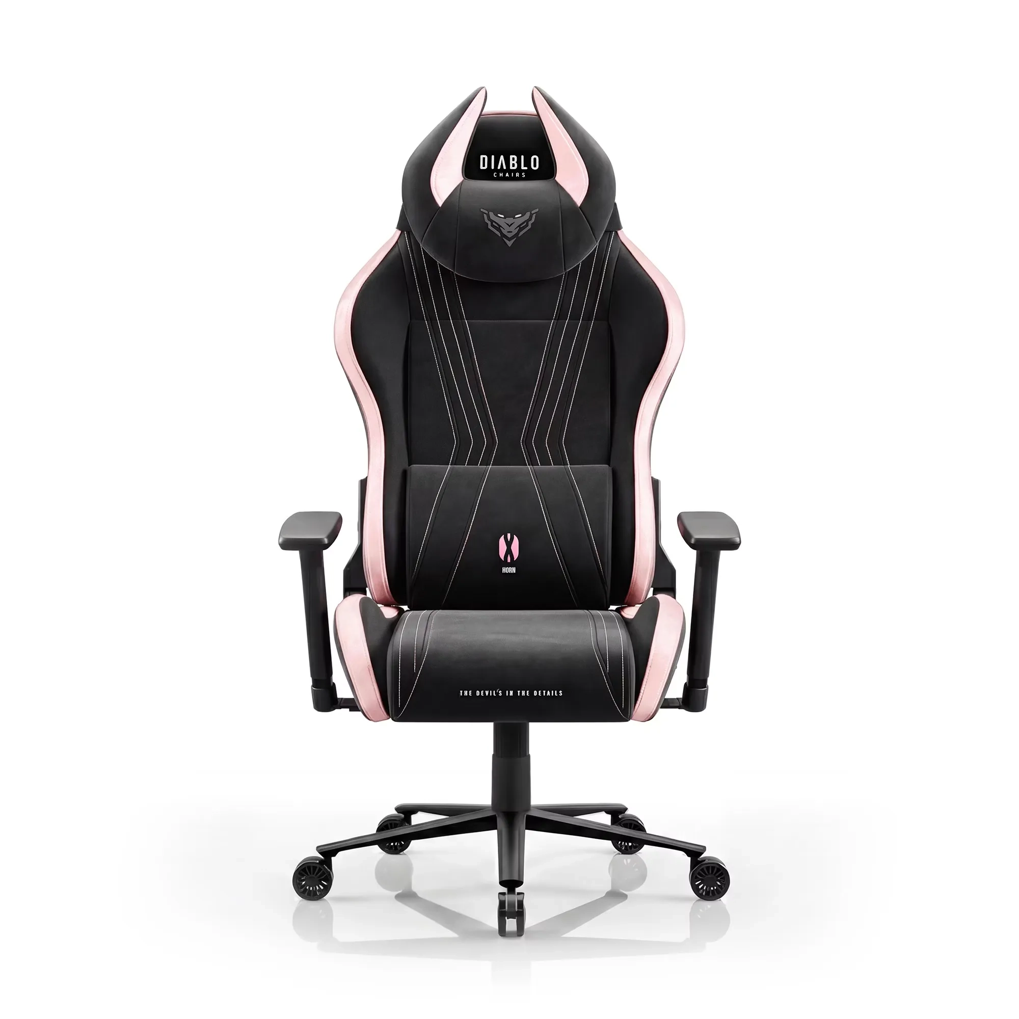 Fotel Diablo Chairs X-Horn 2.0 Normal Size Akira Pink Gamingowy do 140kg Tkanina Czarno-Różowy