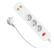 Duwi SQUALL 2x USB-A 2x USB-C 3 gniazda 1,4m Biały