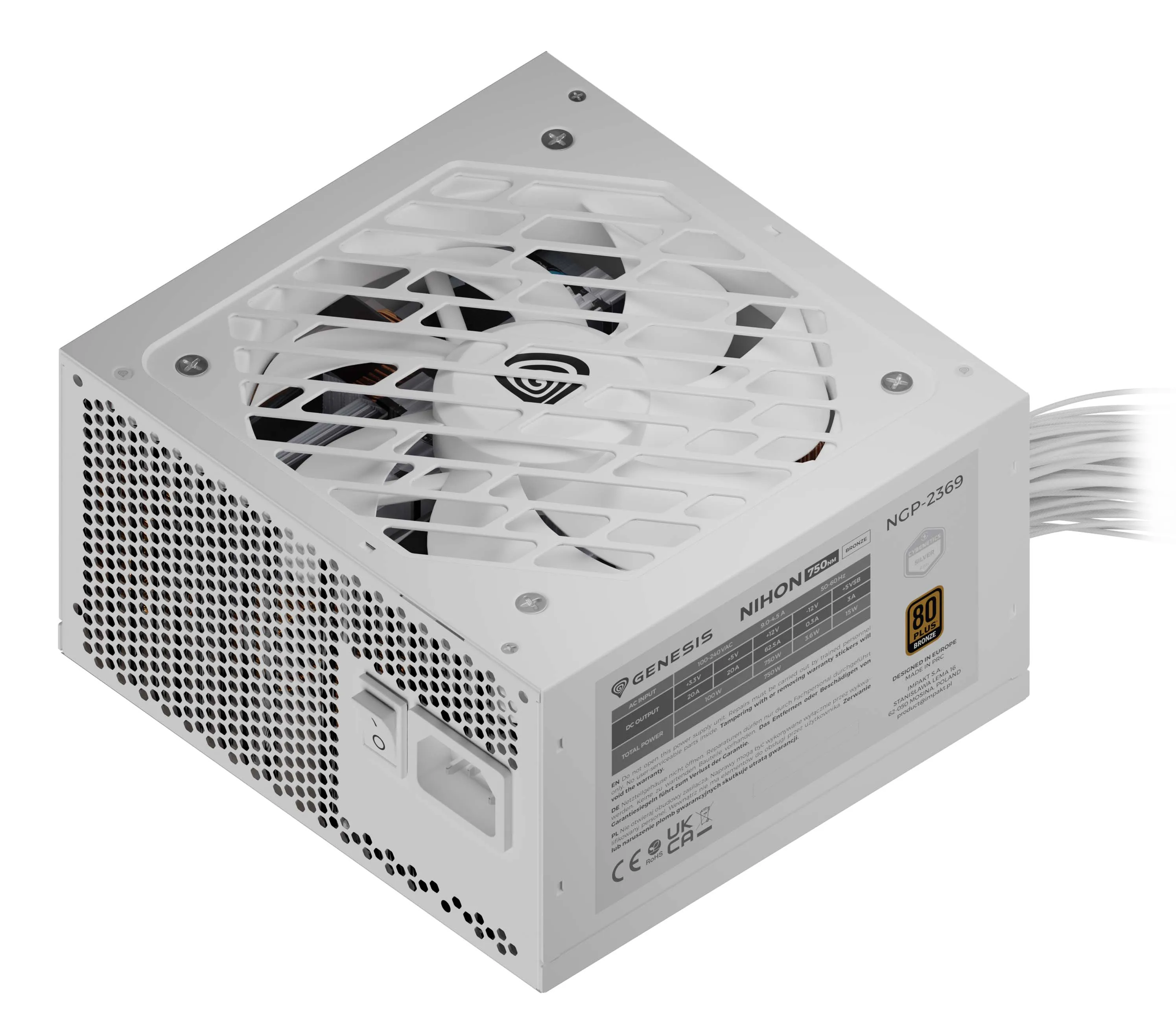 Zasilacz Genesis Nihon 750NM 750W 80+ Bronze Biały