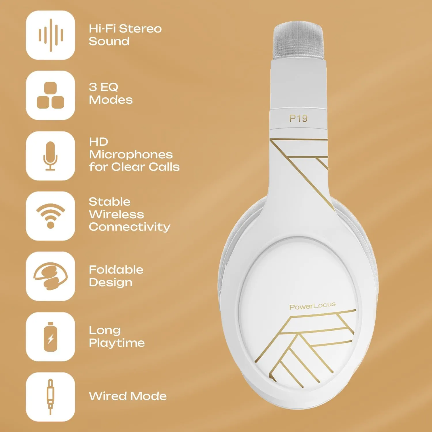 фото Наушники с микрофоном PowerLocus P19 White 1
