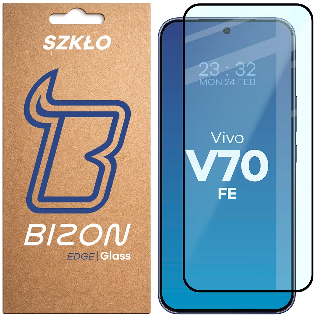 Szkło hartowane Bizon z ramką Glass Edge do Vivo V70 FE 5G