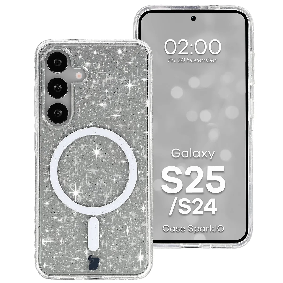 Etui Bizon Case SparklO do Galaxy S25 / S24 Przezroczyste z Brokatem