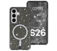 Bizon Case SparklO do Galaxy S26 Przezroczysto-Czarne z Brokatem