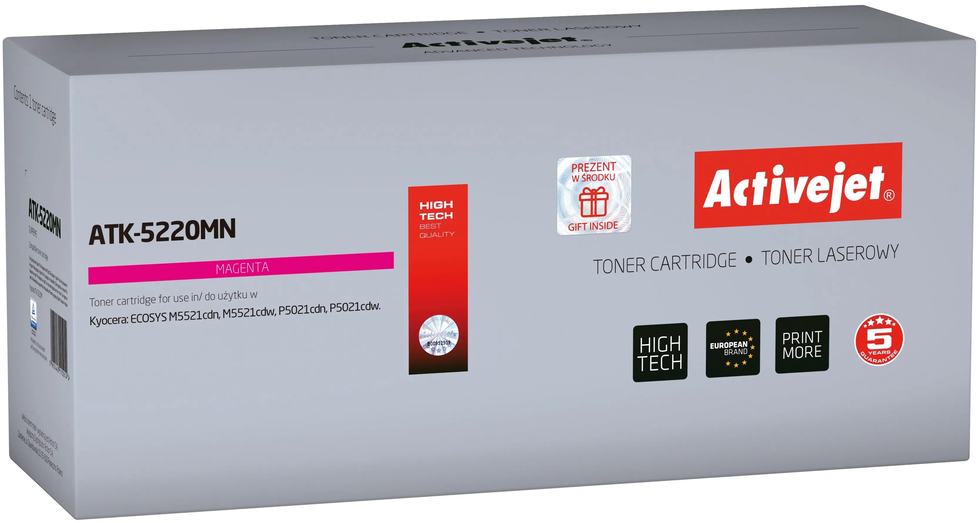 Toner ActiveJet ATK-5220MN (zamiennik TK-5220M) Purpurowy