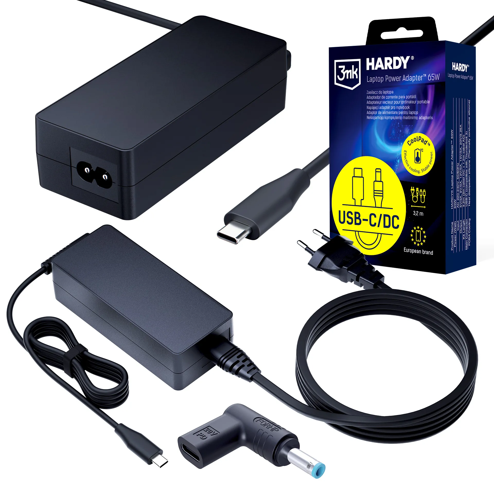 Zasilacz do laptopa 3mk Hardy Laptop Power Adapter do HP 20V USB-C DC 4.5 x 3.0
