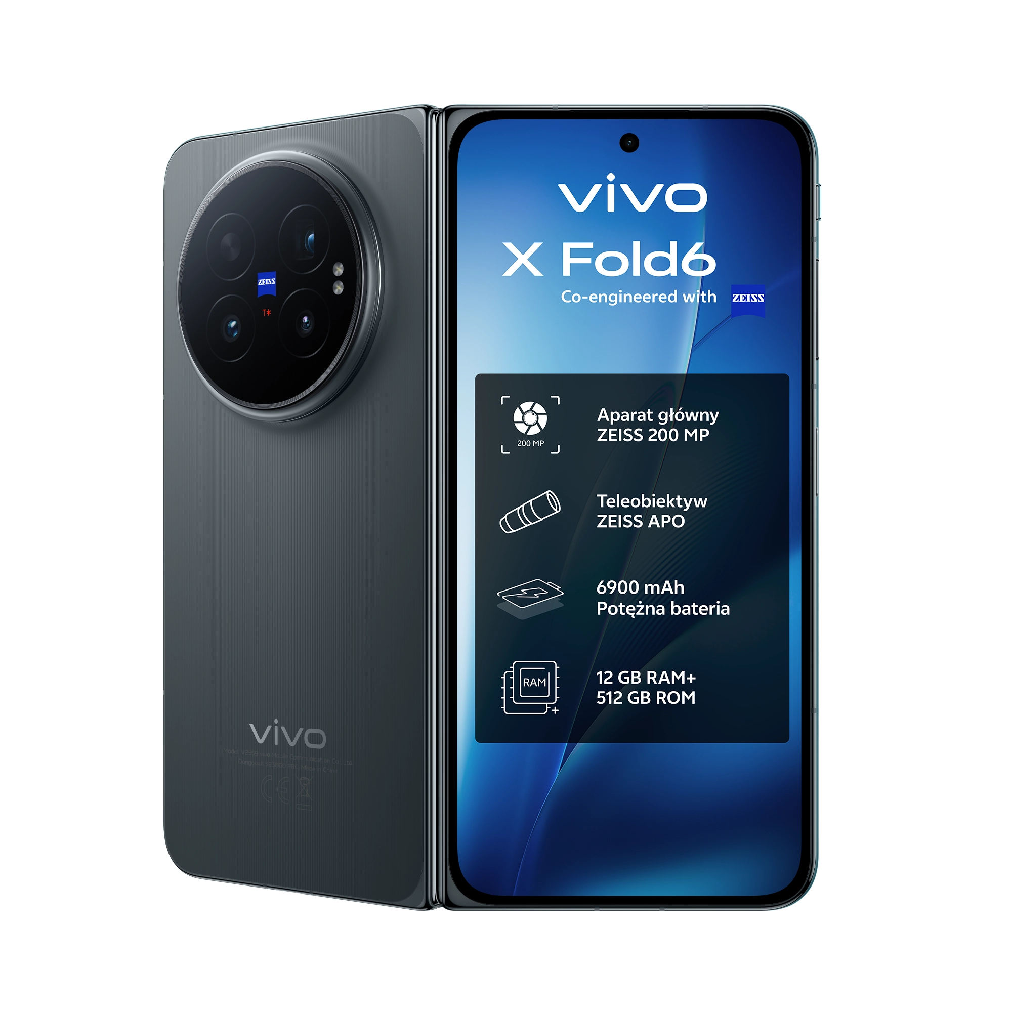 Smartfon vivo X Fold6 12/512GB Funkcje AI 8,02/6,51" 200Mpix Czarny