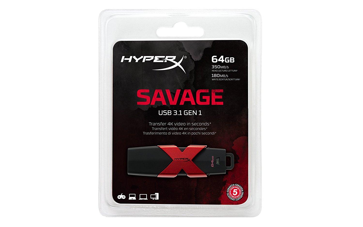 PenDrive Kingston HyperX Savage 64GB USB 3.1