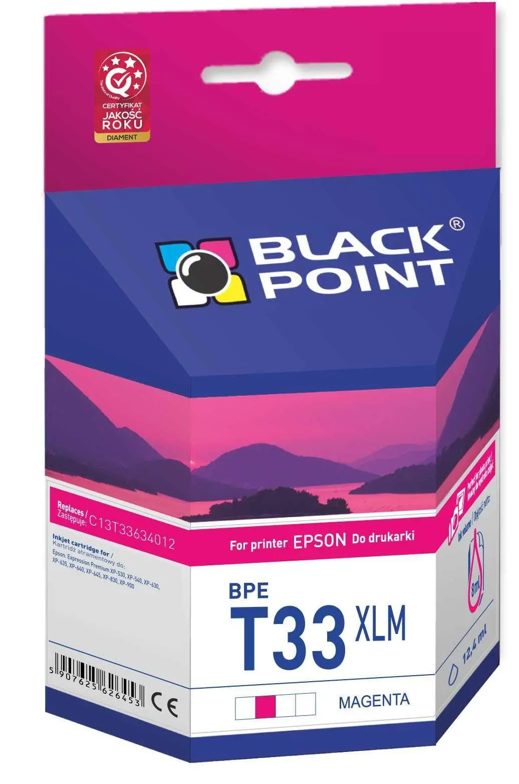Tusz Black Point BPET33XLM (zamiennik T3363) Purpurowy 12,4 ml